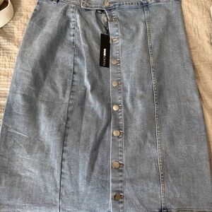 Fashion Nova Light Blue Denim Pencil Skirt